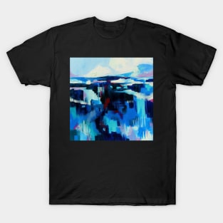 Study in Blue Abstract Landscape Painting T-Shirt